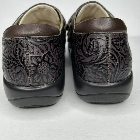 Alegria Shoes EU 40 US 9.5/10 Joleen Molasses Tooled Brown Leather Comfort Clog - Picture 8 of 12